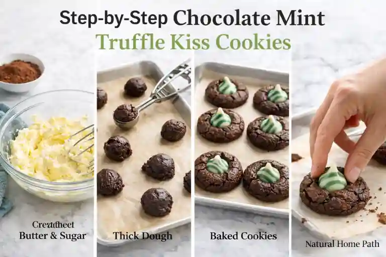 Step-by-Step Chocolate Mint Truffle Kiss Cookies