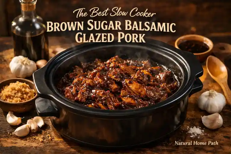 The Best Slow Cooker Brown Sugar Balsamic Glazed Pork