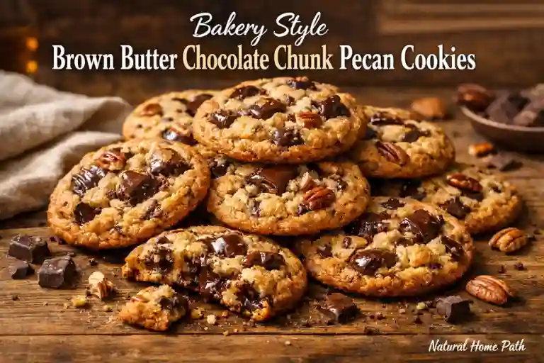 Bakery Style Brown Butter Chocolate Chunk Pecan Cookies