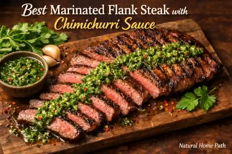 Best Marinated Flank Steak with Chimichurri Sauce