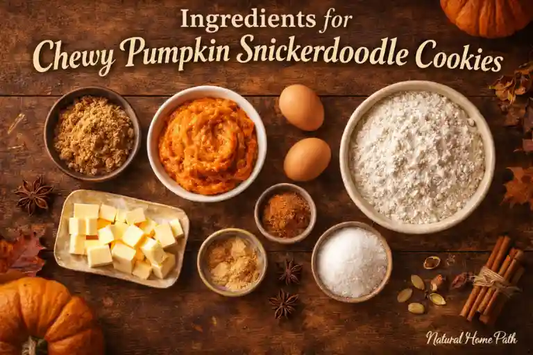 Ingredients for Chewy Pumpkin Snickerdoodle Cookies
