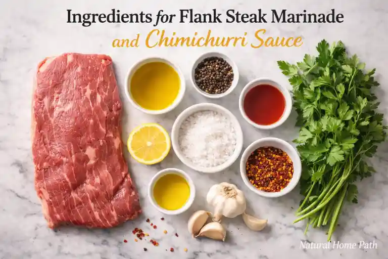 Ingredients for Flank Steak Marinade and Chimichurri Sauce