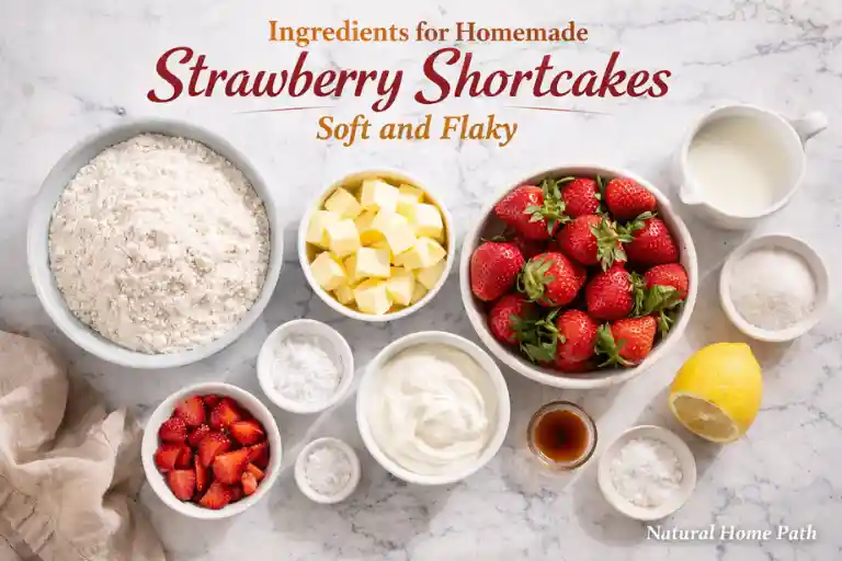 Ingredients for Homemade Strawberry Shortcakes