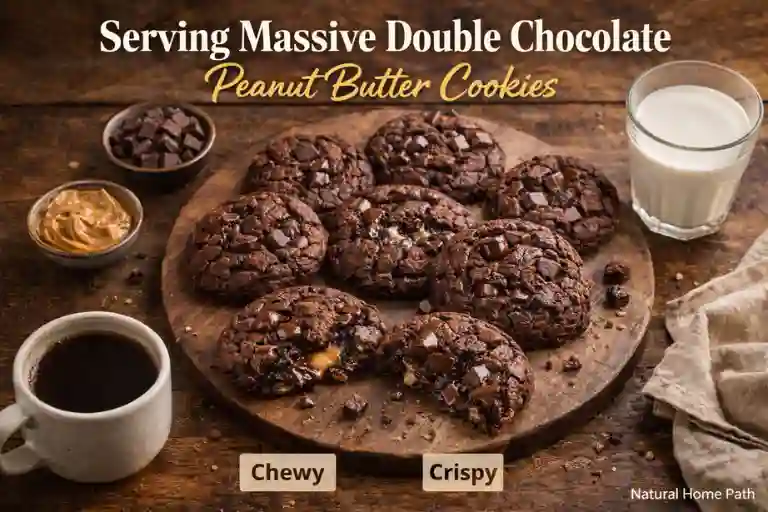 Serving Massive Double Chocolate Peanut Butter Cookies