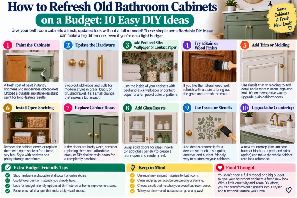 How to Refresh Old Bathroom Cabinets on a Budget: 10 Easy DIY Ideas